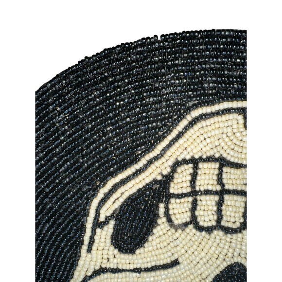 Halloween Beaded Skeleton Skull 15in Placemat Goth Spooky Haunted - Picture 7 of 13